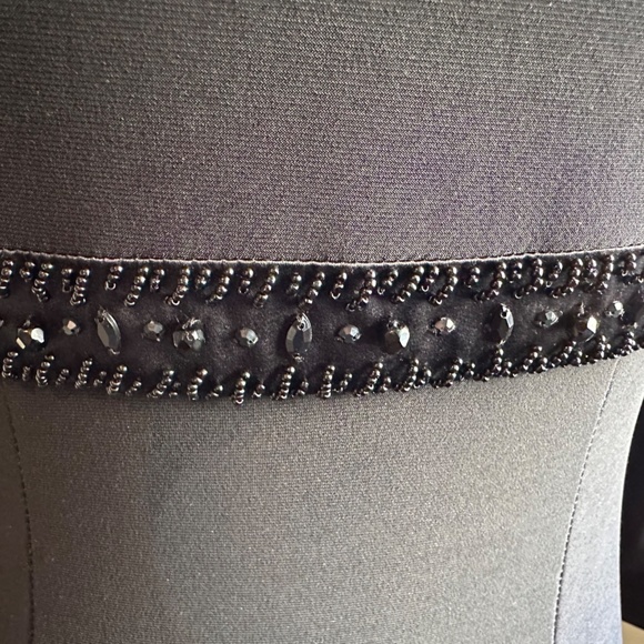 Black Jersey Beaded Midi Dress by Jones New York Long  Sleeves V-Neck - Sz 4-6 - Picture 12 of 15